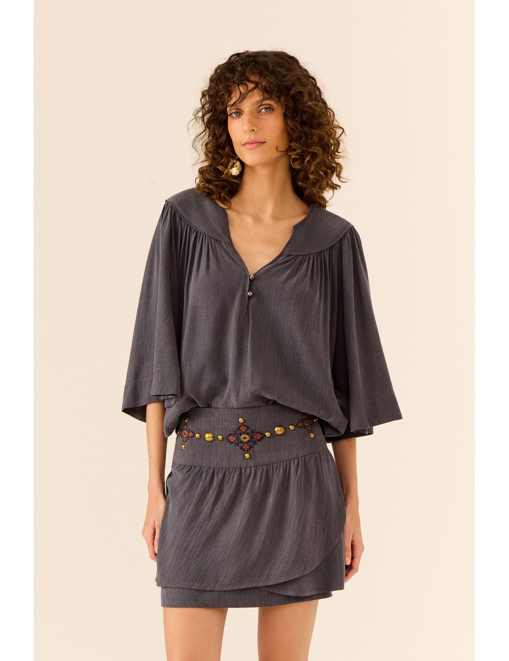 Blusa Pala Pesponto Botões