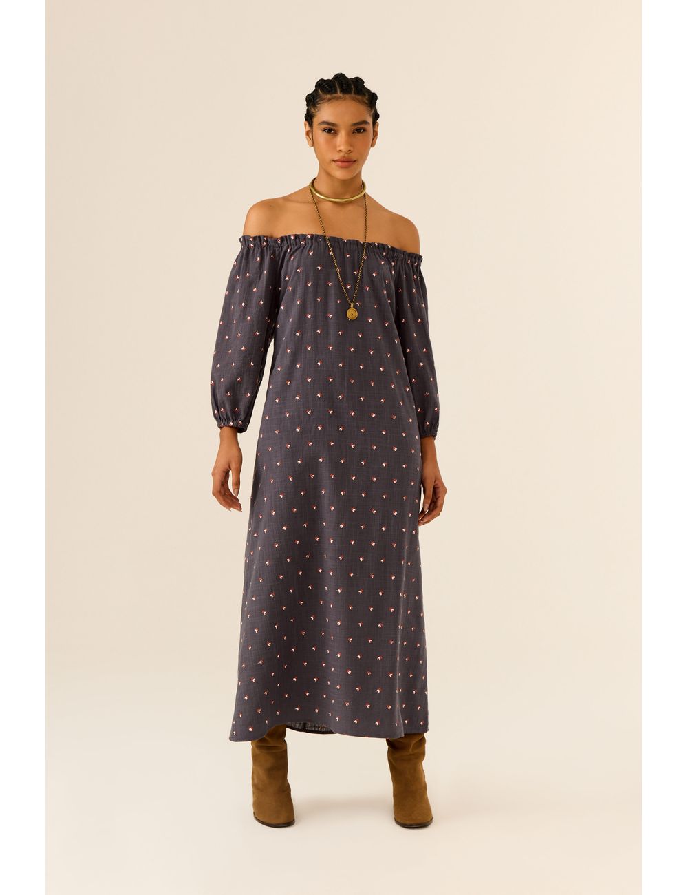 Vestido Midi Bordado Pólen