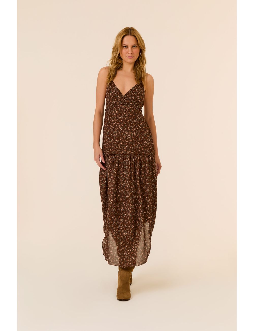 Vestido Midi Ggt Estampa Magnólia Floral