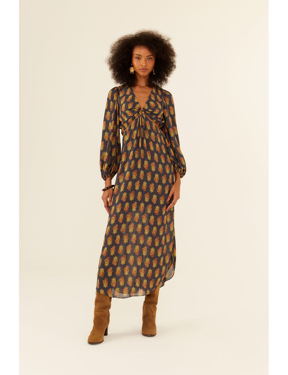 Vestido Midi Ggt Estampa Memórias