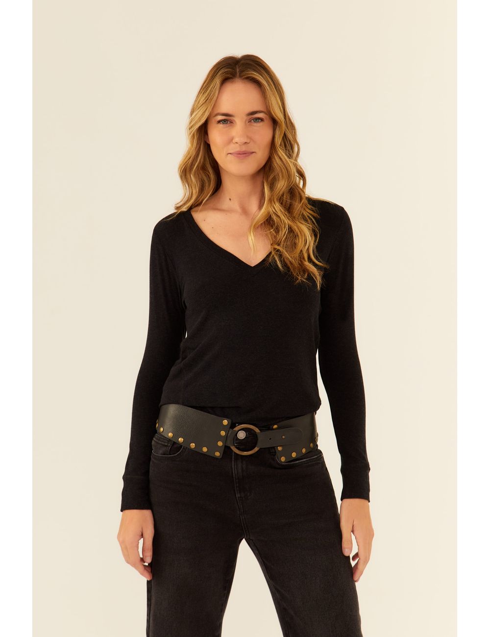 Blusa Manga Longa Recortes
