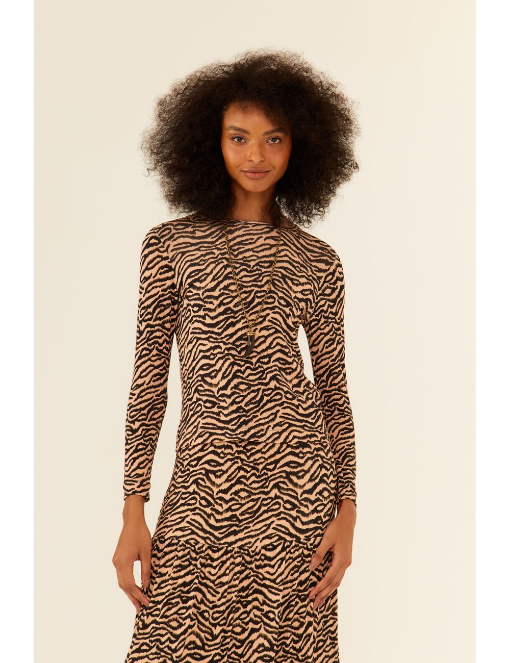 Blusa Manga Longa Estampa Rajado