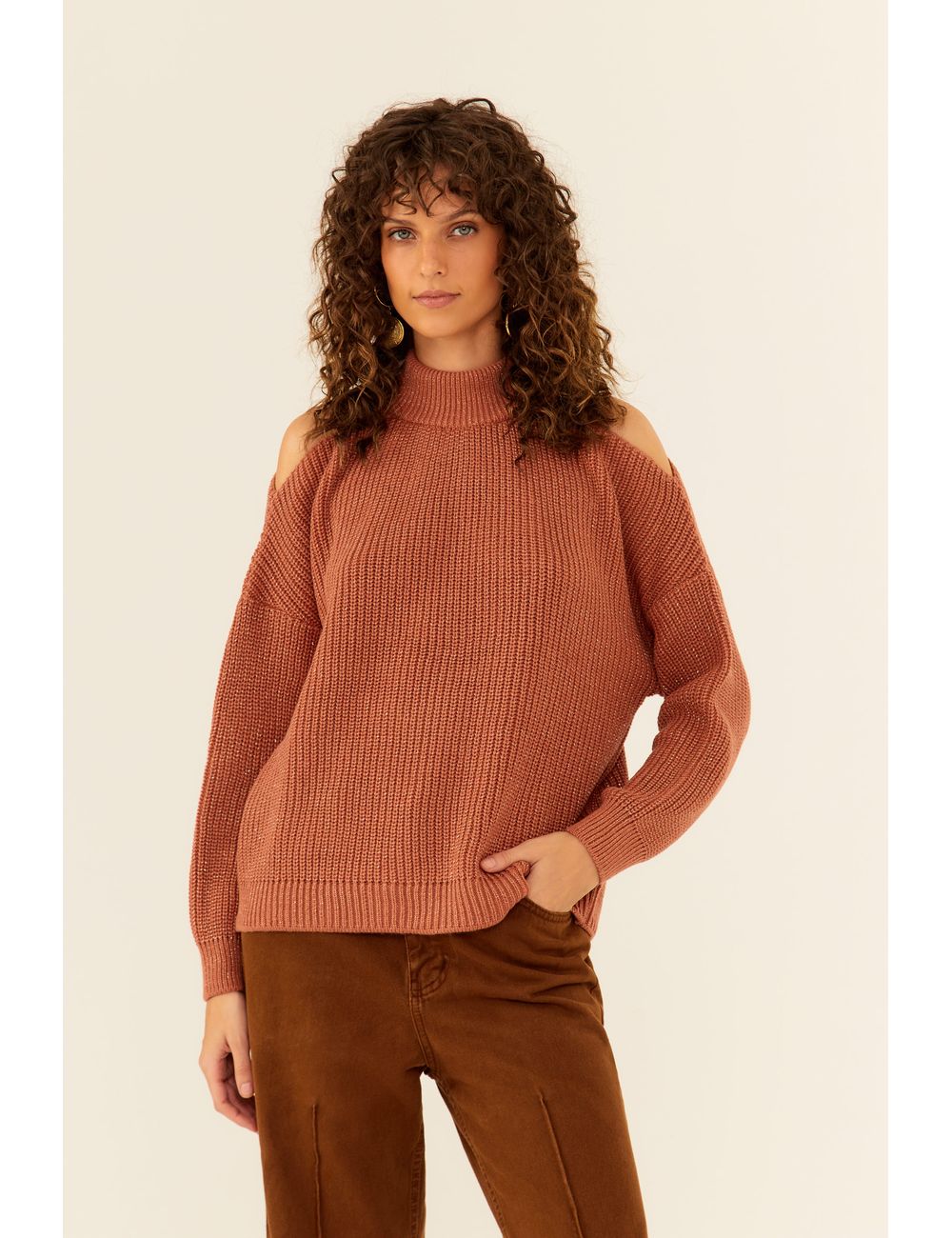 Blusa Tricot Cut Out Ponto Pérola