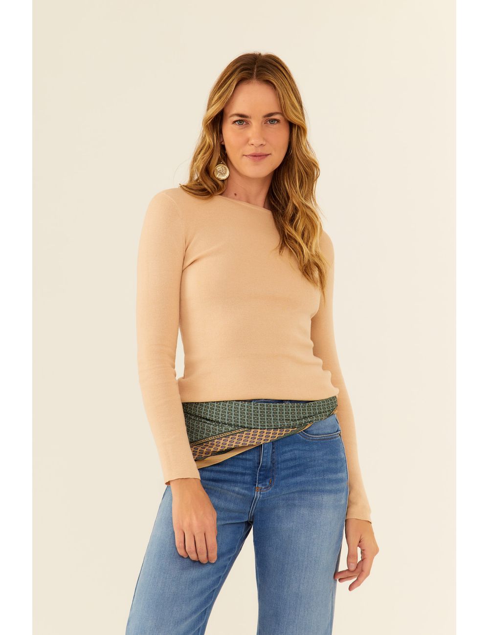 Blusa Tricot Barra Jacquard