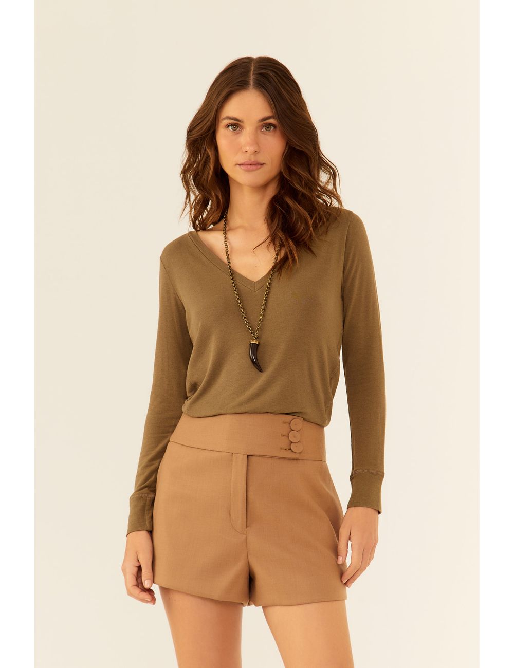 Blusa Manga Longa Recortes