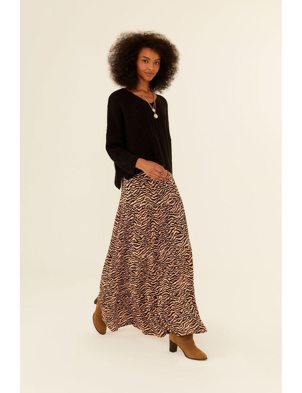 Saia Longa Estampa Rajado