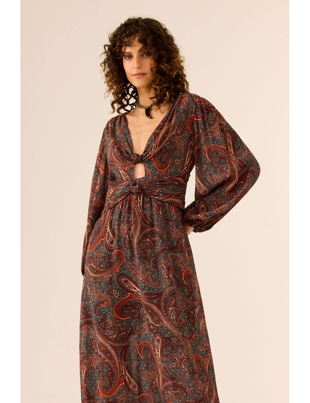 Vestido Midi Ggt Estampa Pashmina