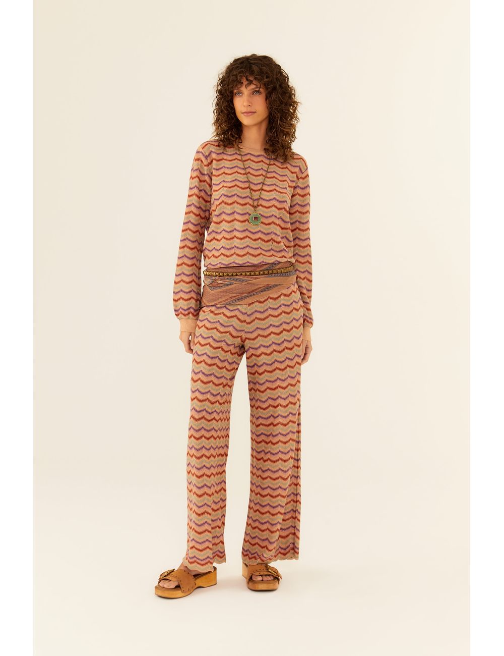 Calça Tricot Chevron Lurex