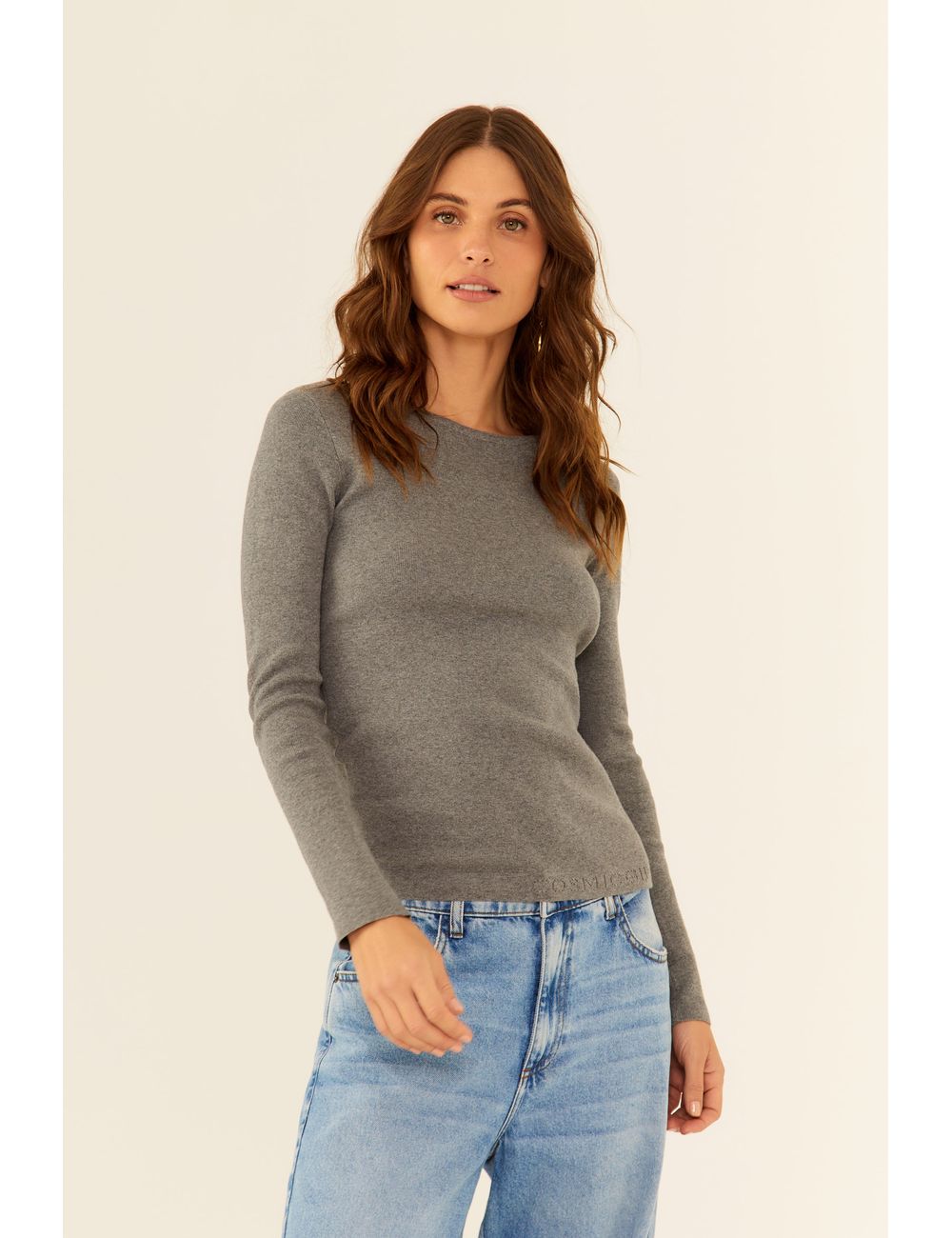 Blusa Tricot Barra Jacquard