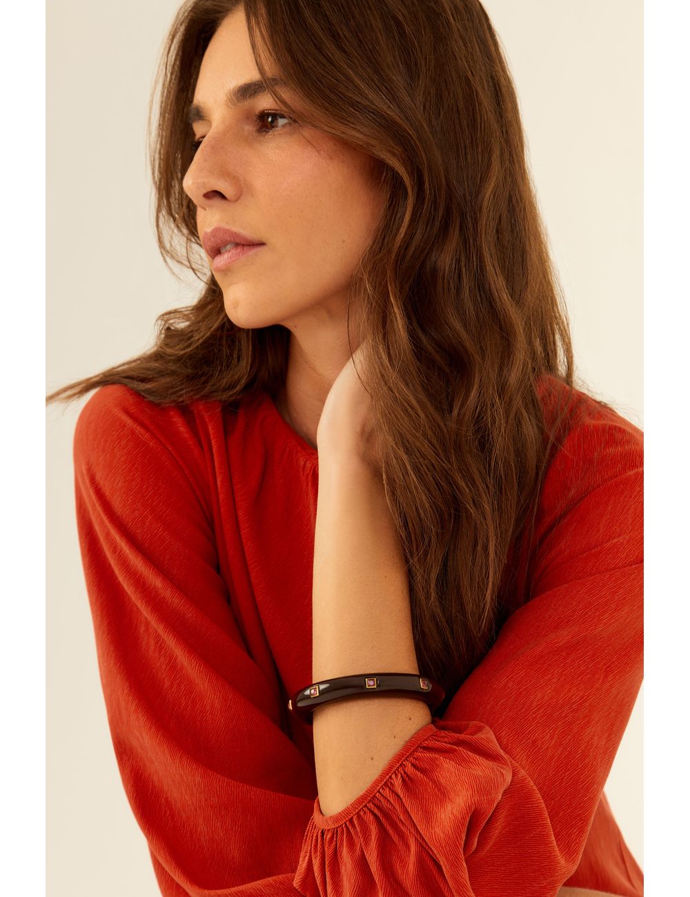 Pulseira Resina Pedrinha – Marrom / U