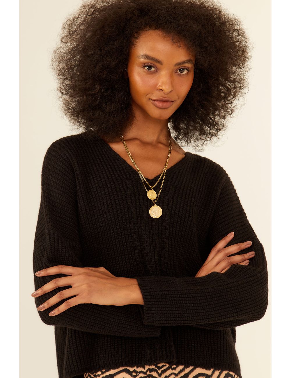 Blusa Tricot Decote v Mont Blanc