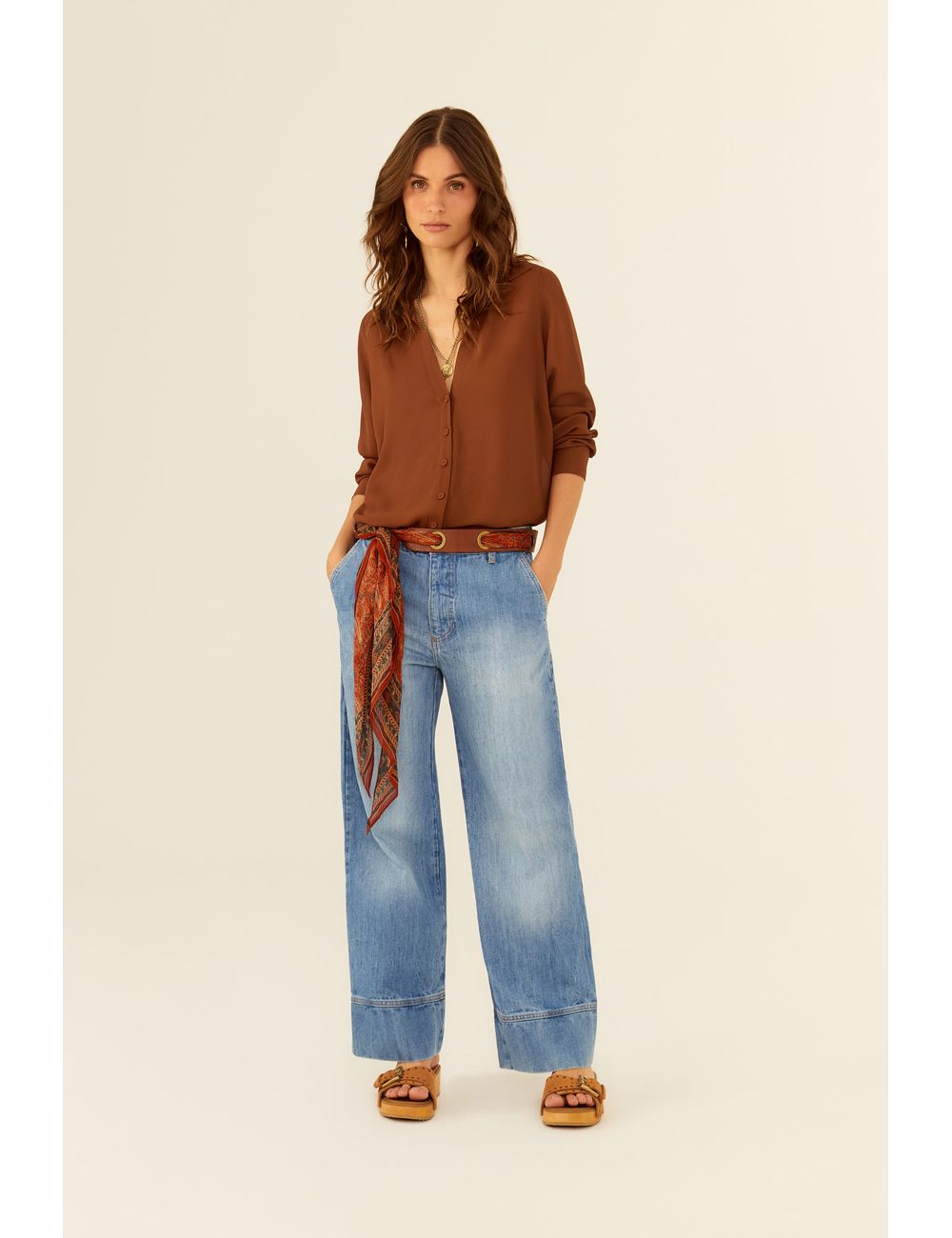 Calça Jeans Reta Bolso Faca