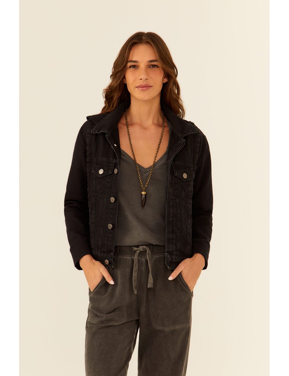Jaqueta Jeans Black Com Moletom