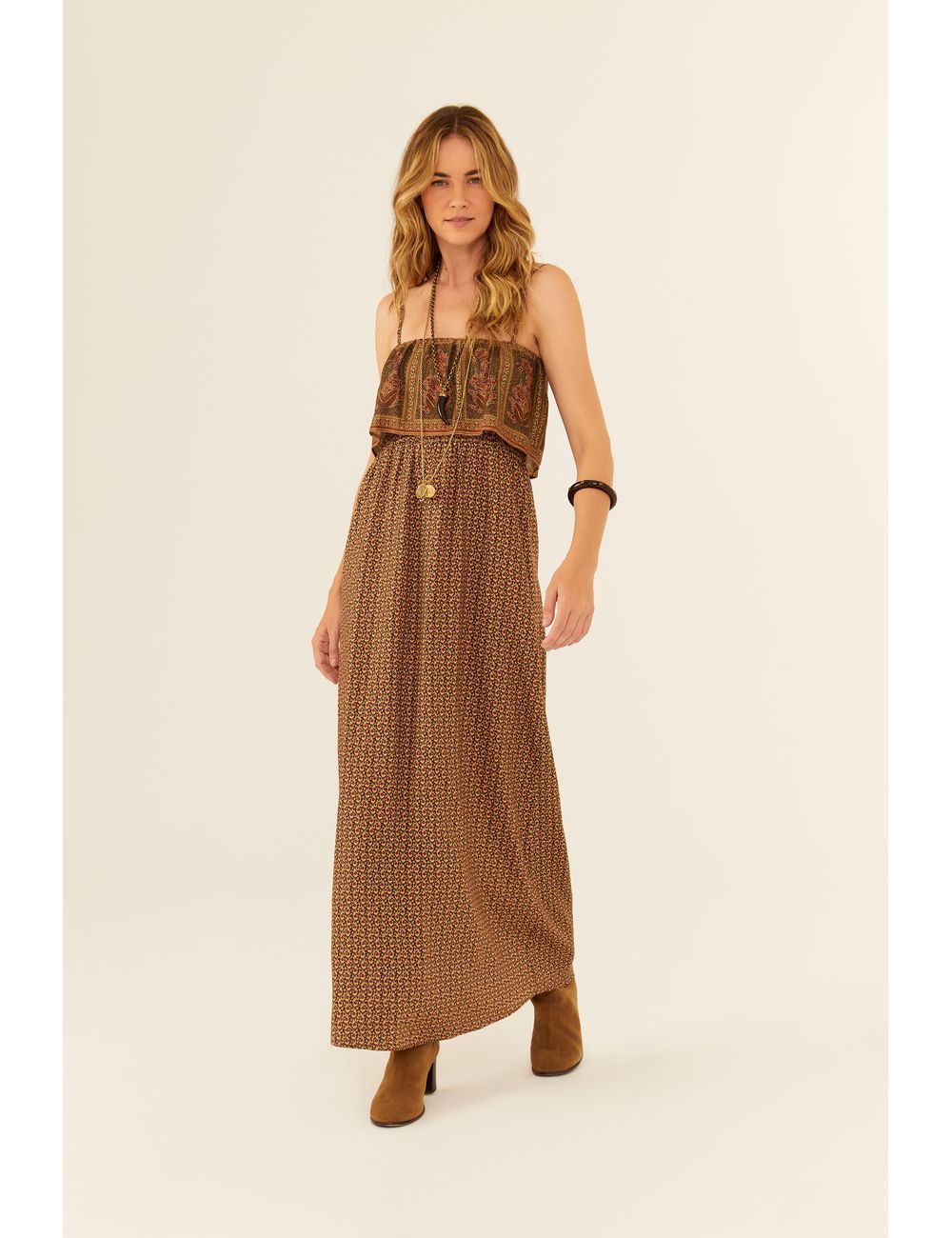 Vestido Midi Alça Estampa Yve Liberty