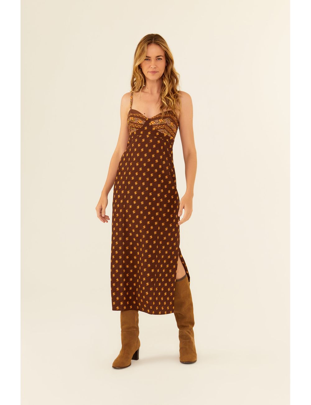 Vestido Midi Alça Estampa Poetry