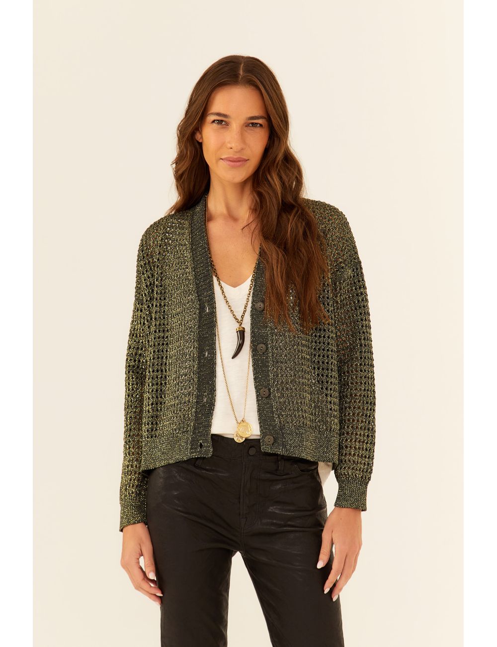 Cardigan Tricot Ponto Telado