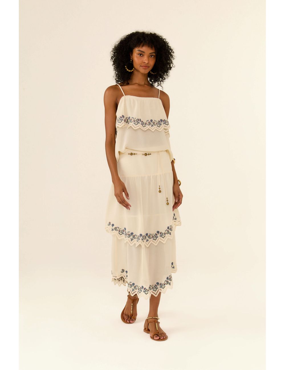 Saia Midi Ggt Recorte Bordado