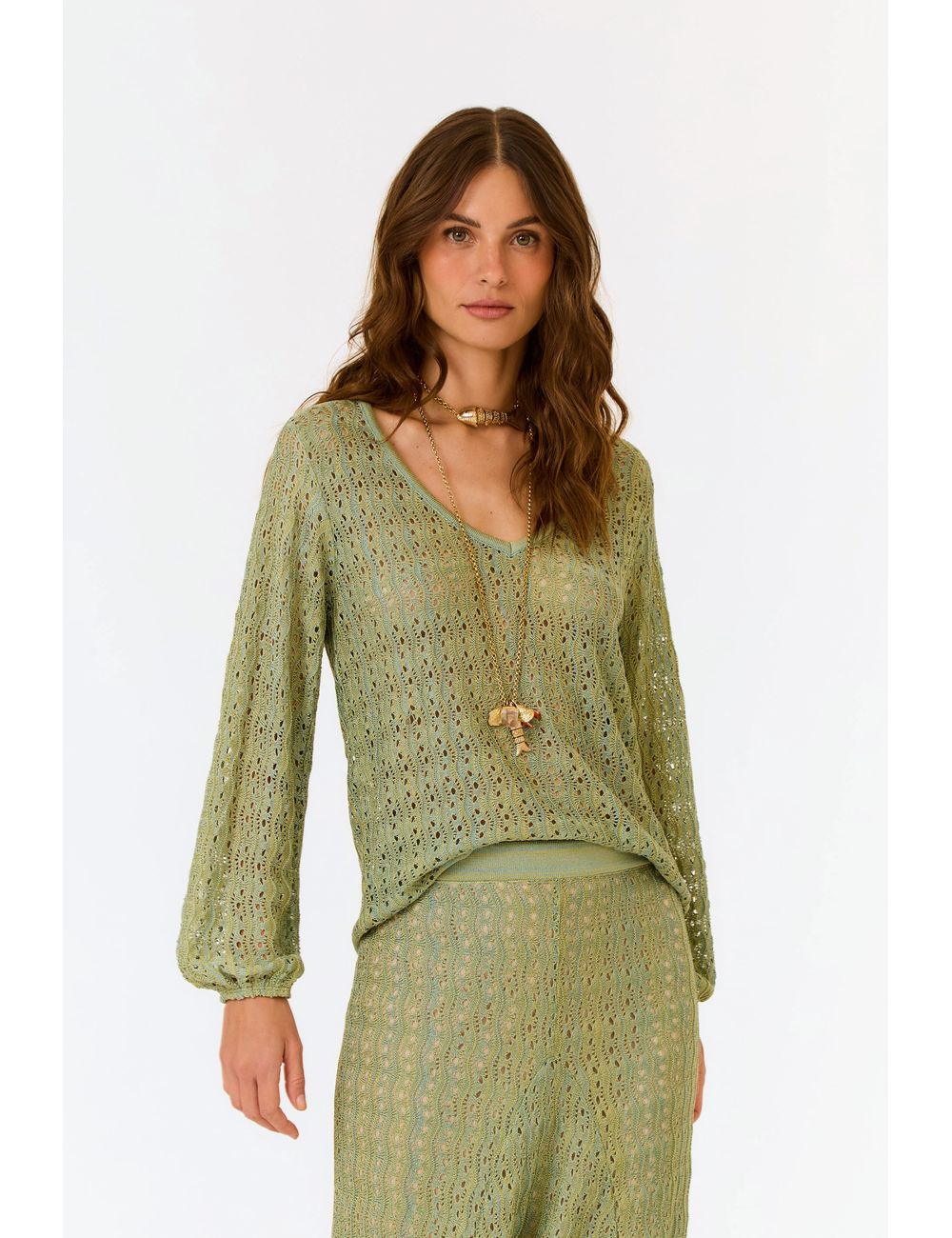 Blusa Ponto Rendado Decote v