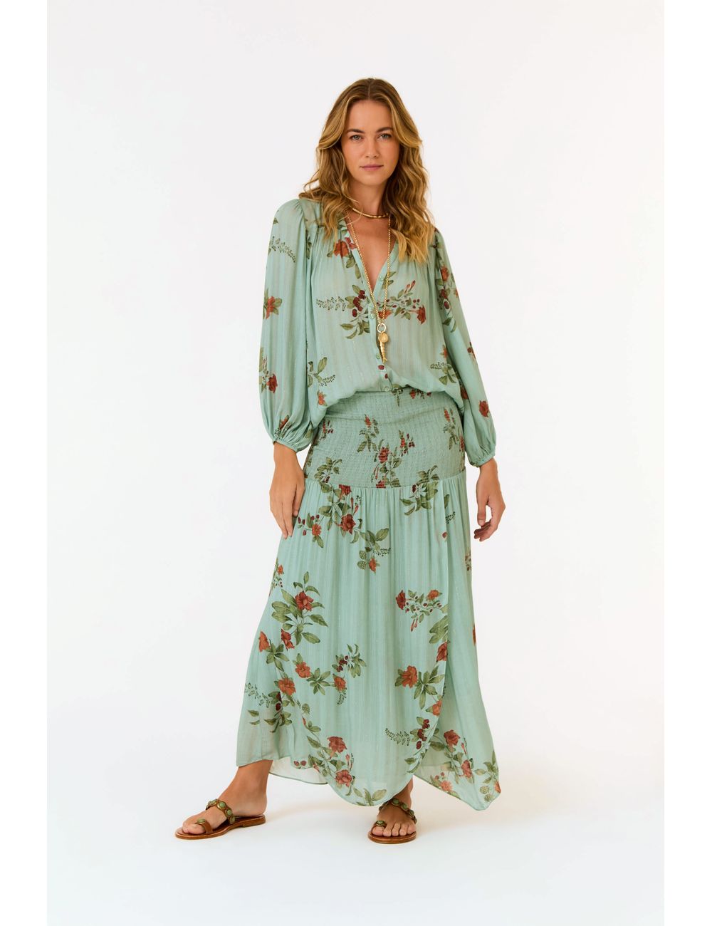 Saia Midi Estampa Zinia