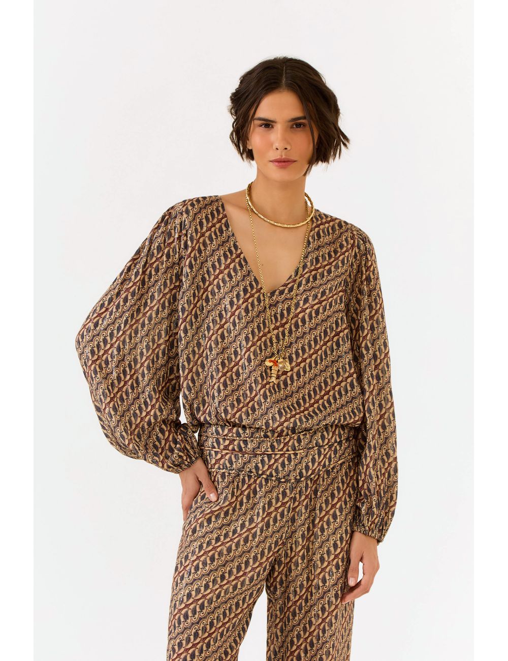 Blusa Estampa Batik Niquel