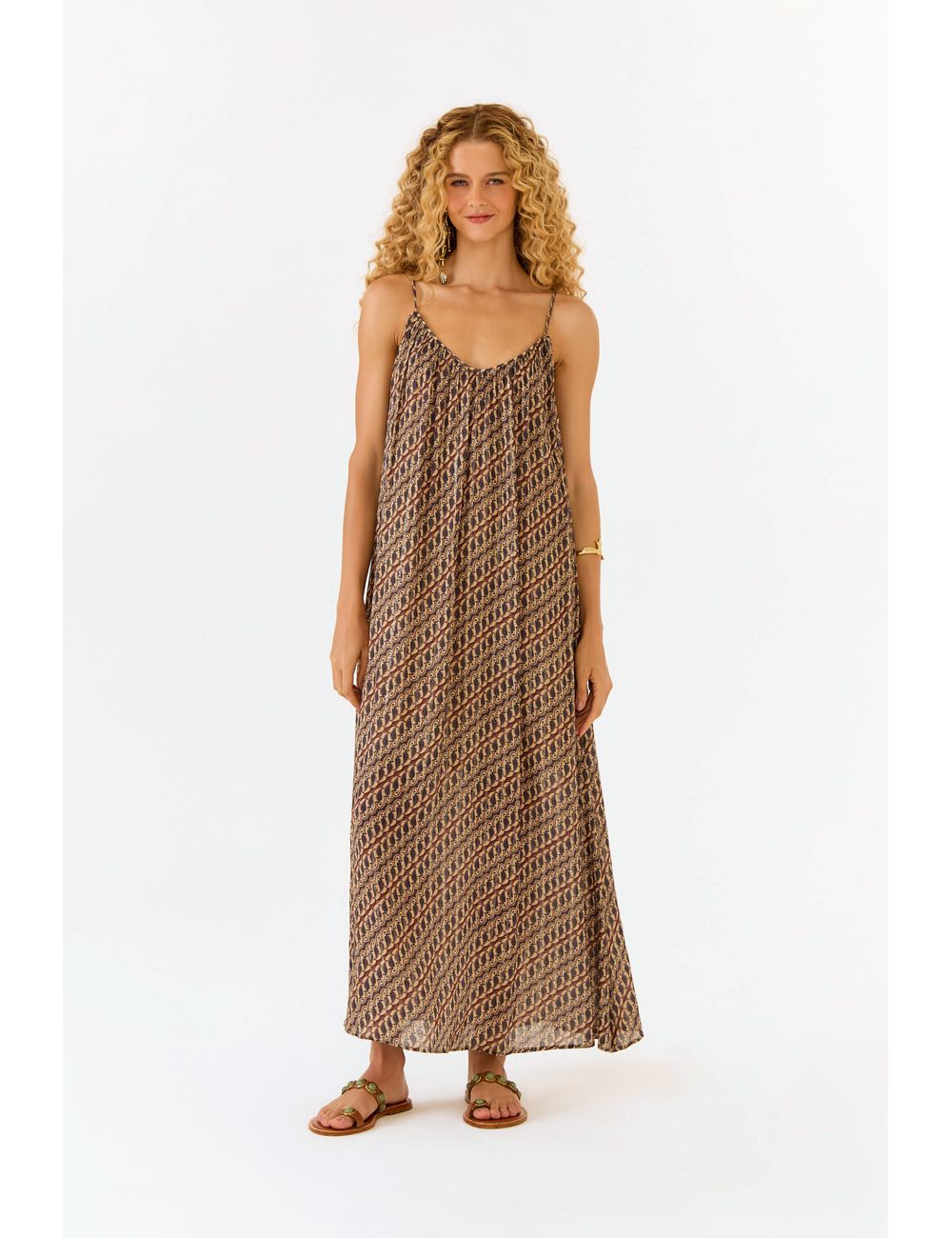 Vestido Midi Estampa Batik Niquel