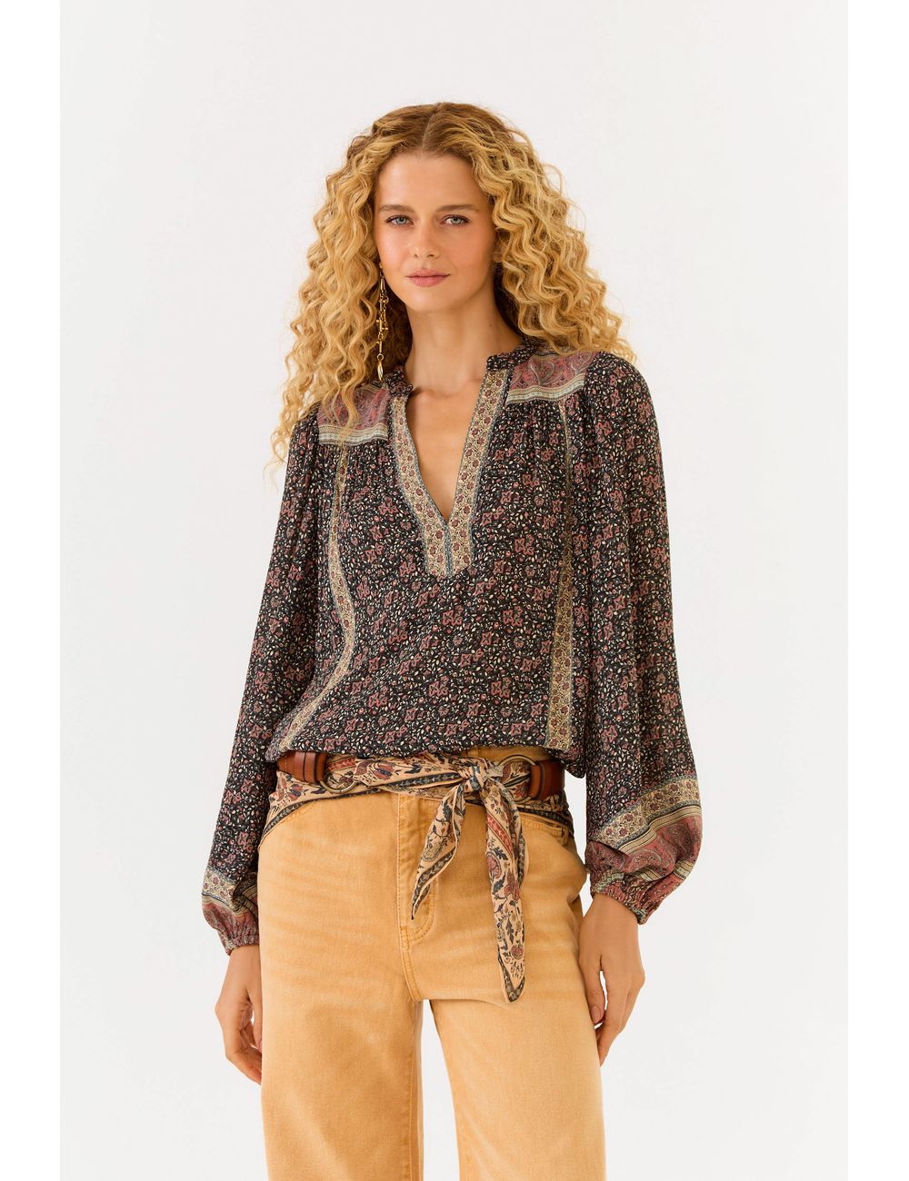Blusa Manga Longa Ggt Estampa Isla Preto