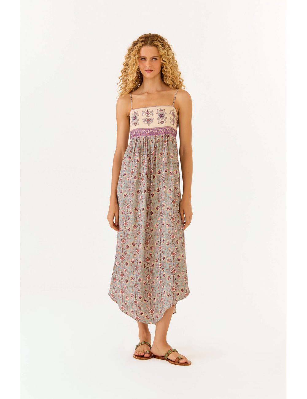Vestido Midi Alcinha Estampa Reef