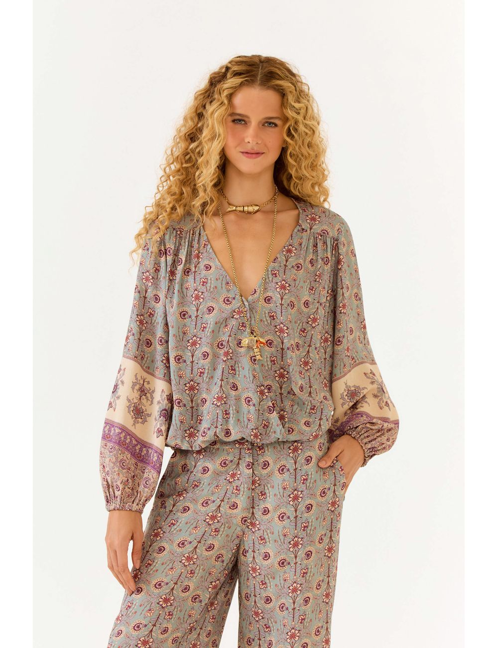 Blusa Transpasse Estampa Reef