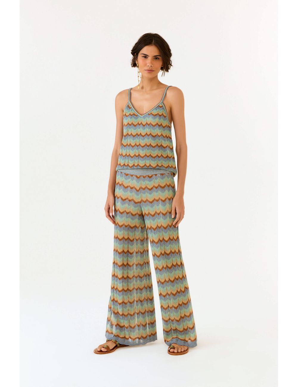 Calça Tricot Chevron Multicolor