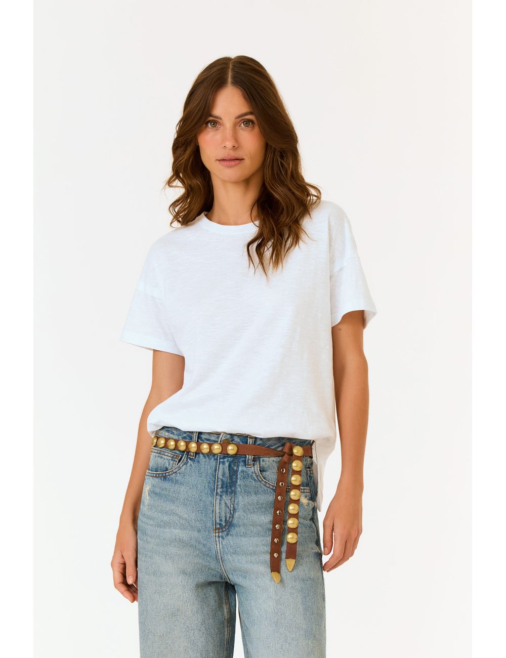 Blusa Manga Curta Fenda Lateral