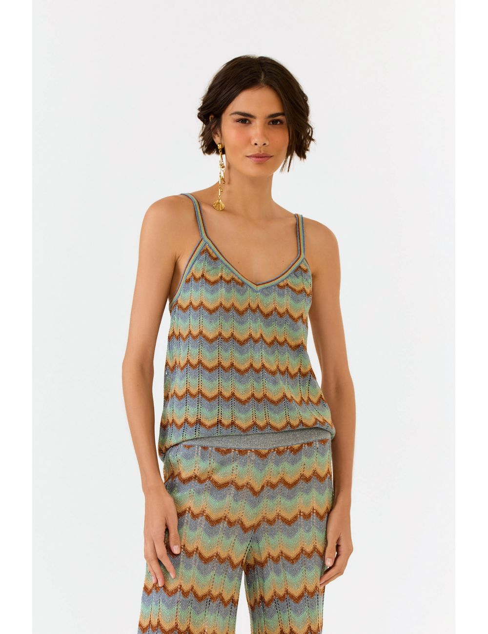 Túnica Tricot Decote v Chevron