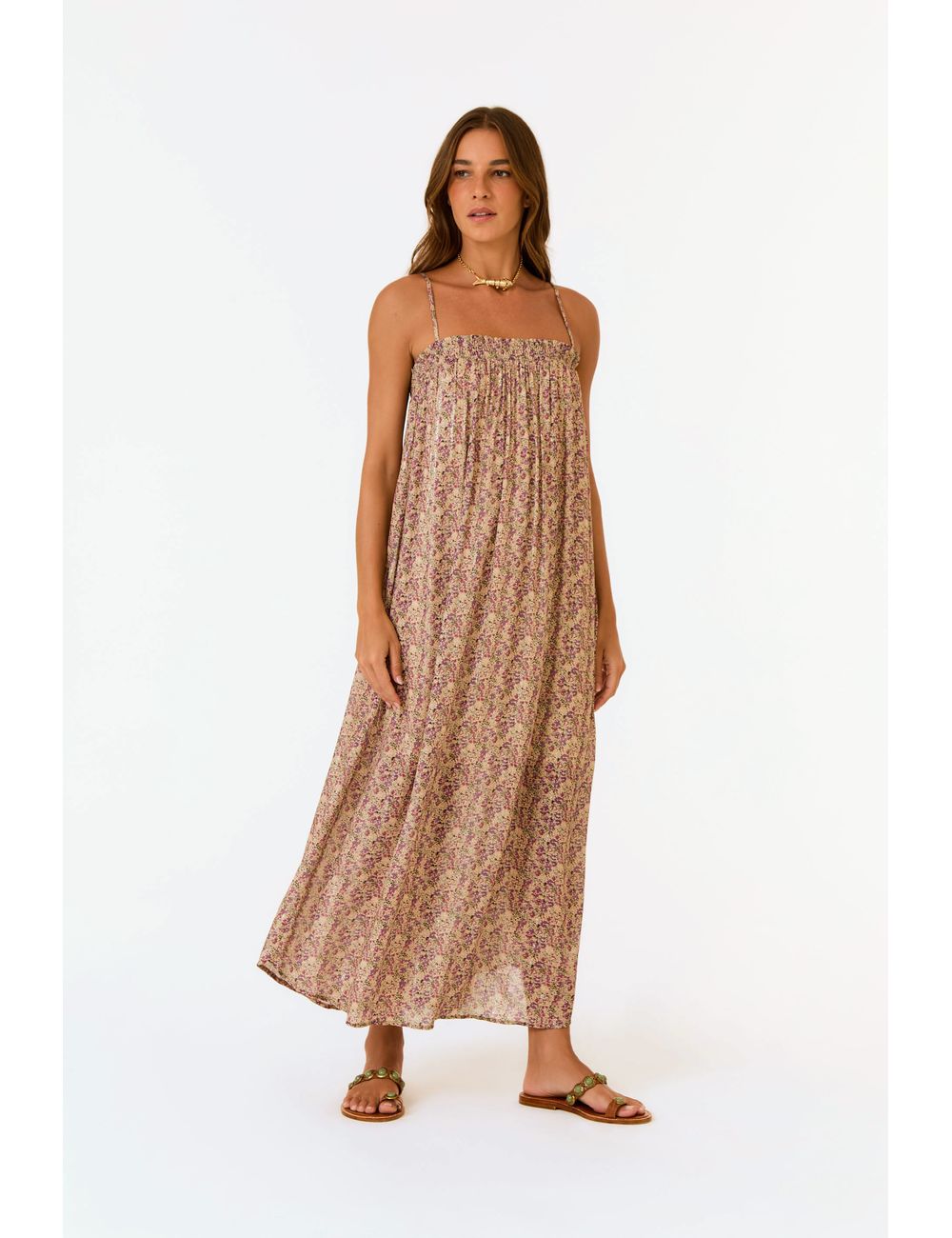 Vestido Midi Alça Estampa Violet