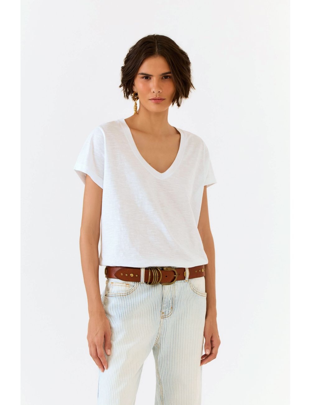 Blusa Manga Curta Decote v