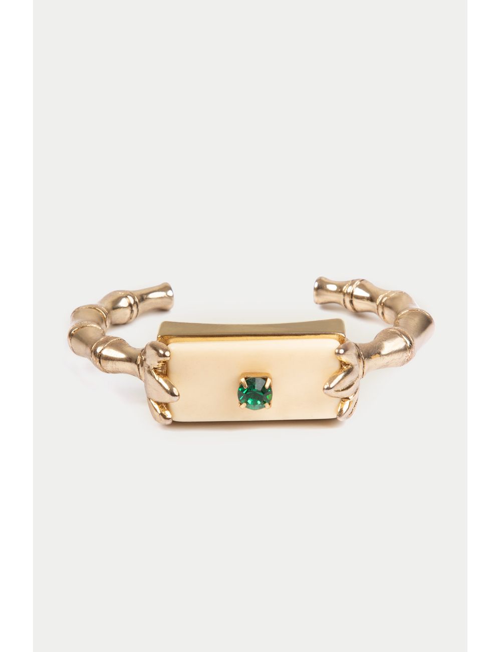 Pulseira Metal Bambu Resina e Pedra - Verde / U