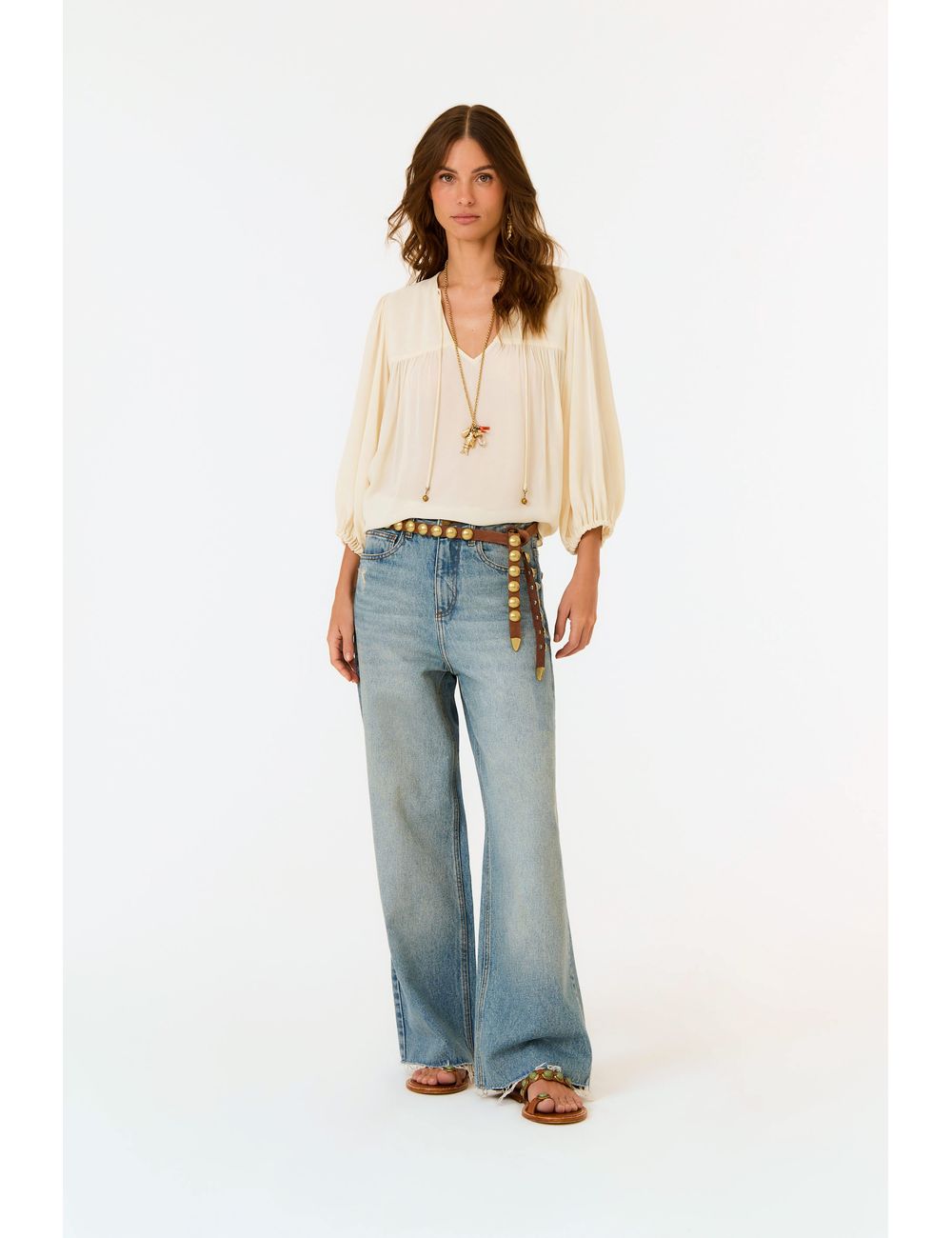 Calça Jeans Wide Leg Puídos