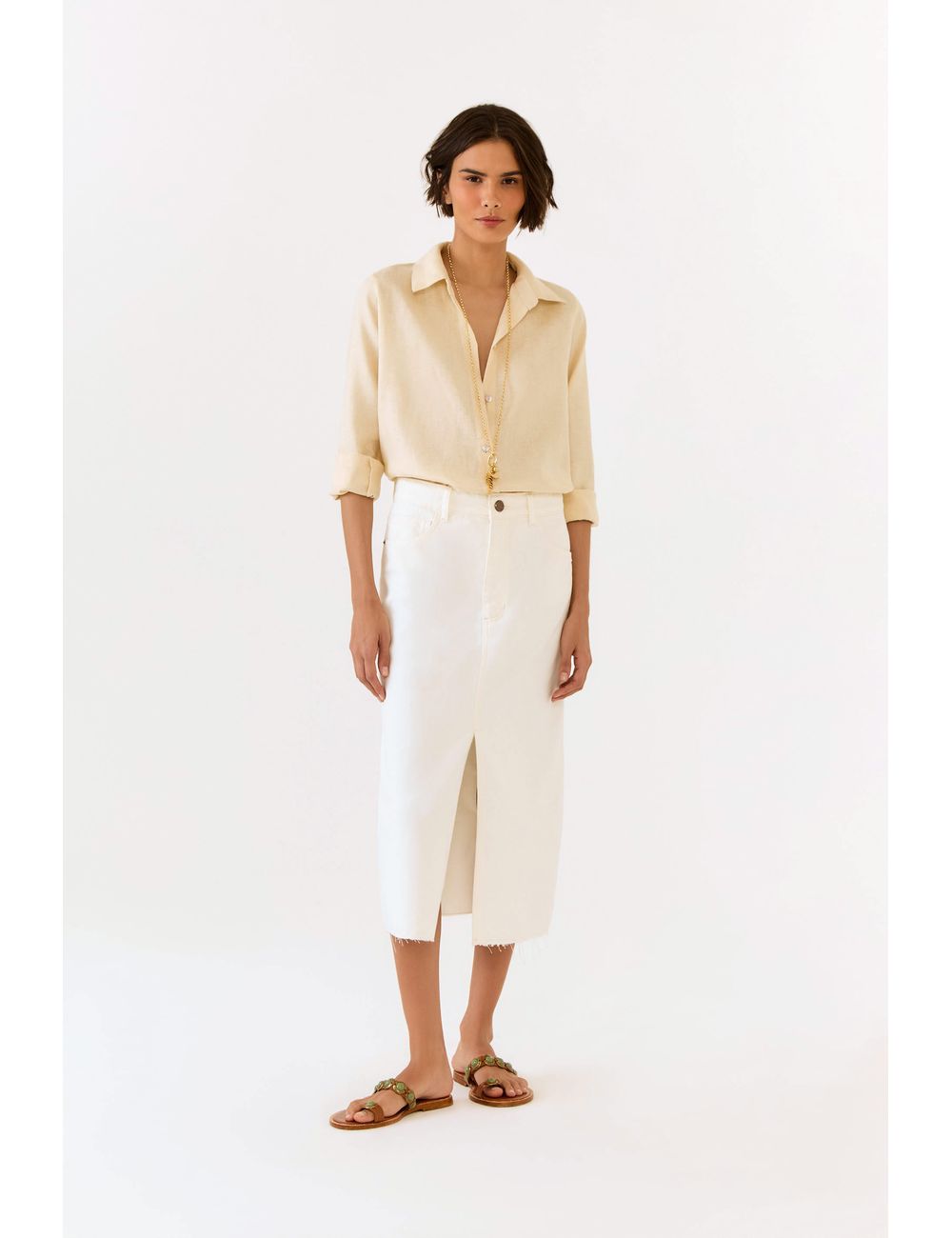 Saia Sarja Midi Com Fenda