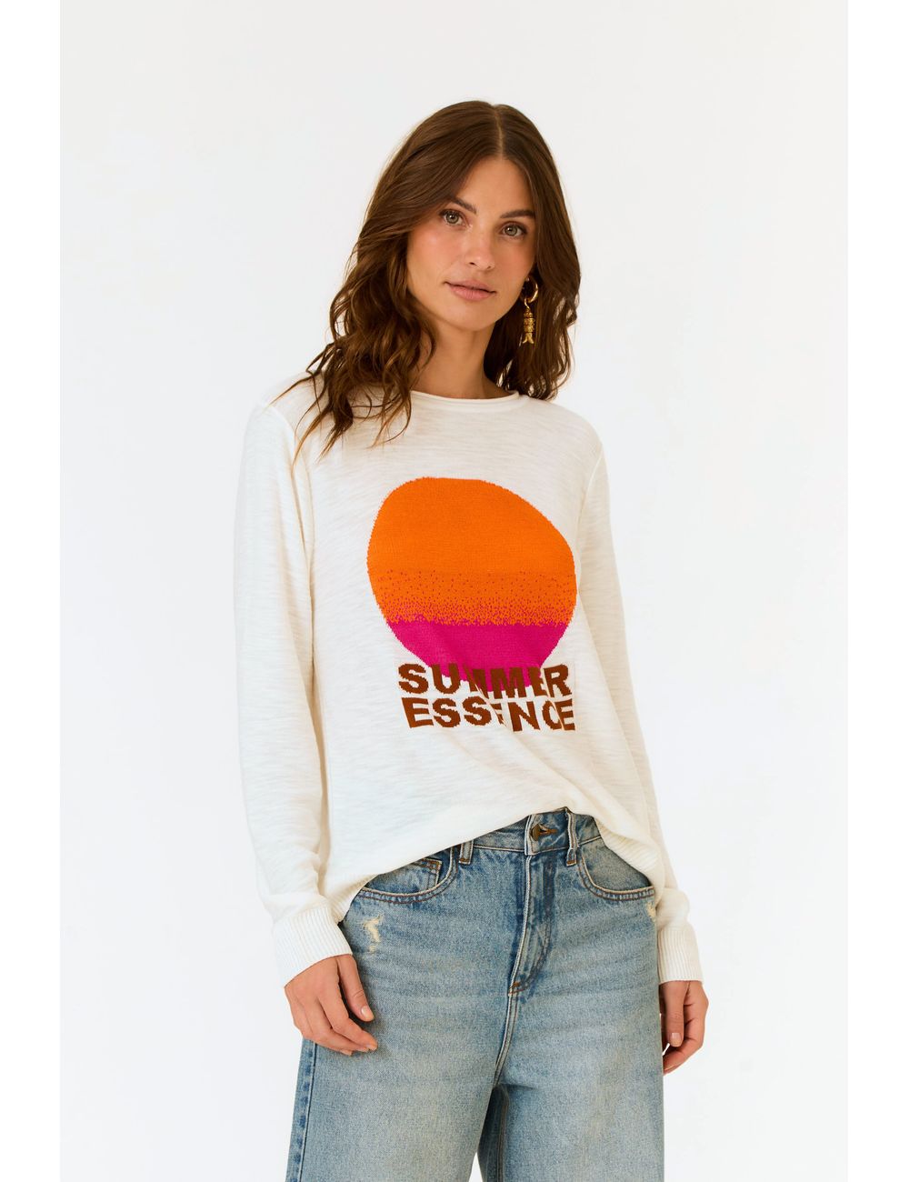 Blusa Tricot Destroyed Com Intarsia