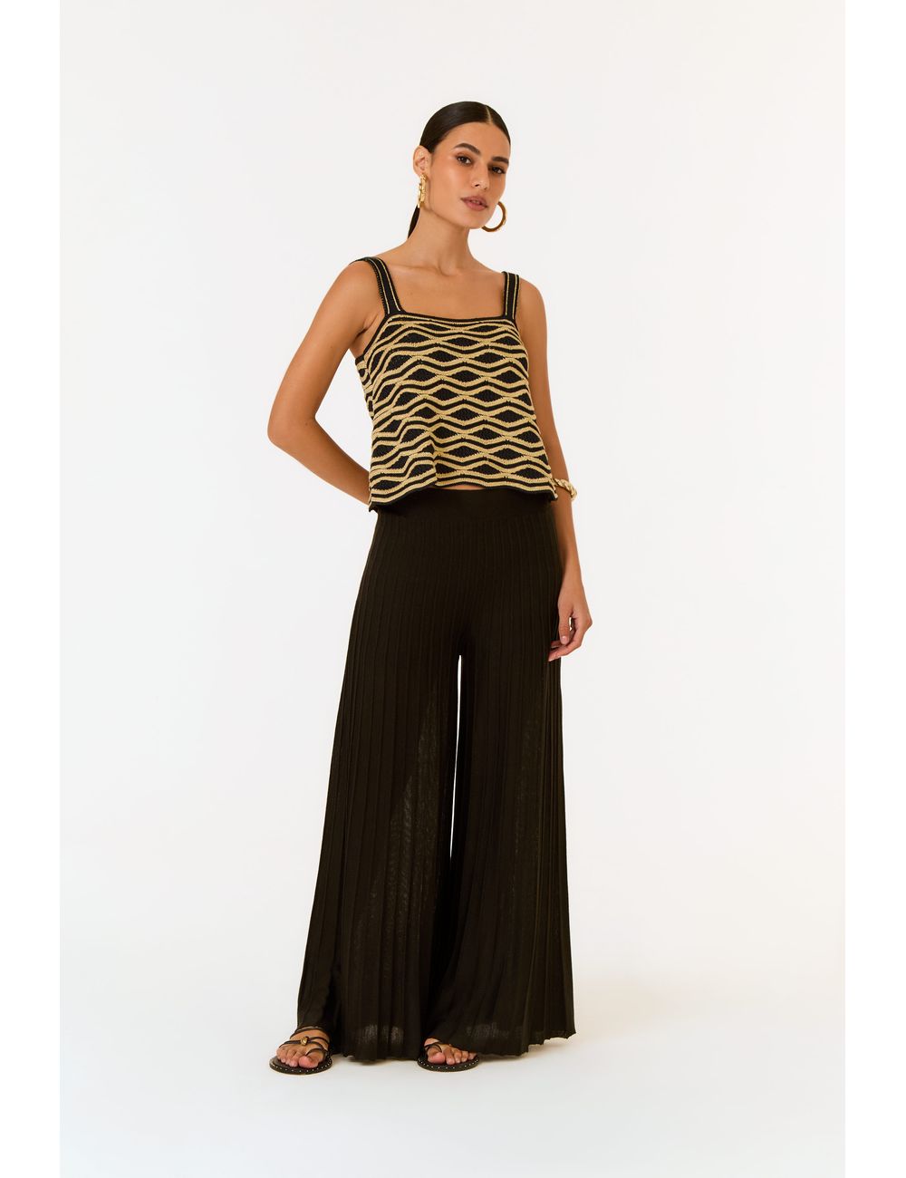 Calça Tricot Plissada