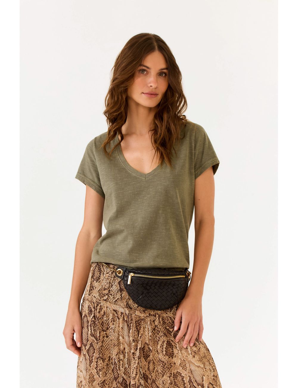 Blusa Manga Curta Decote v