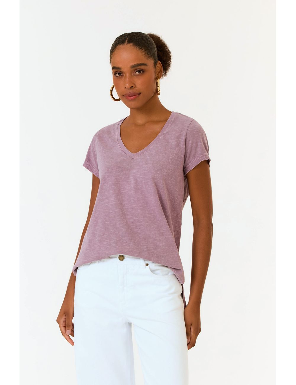 Blusa Manga Curta Decote v