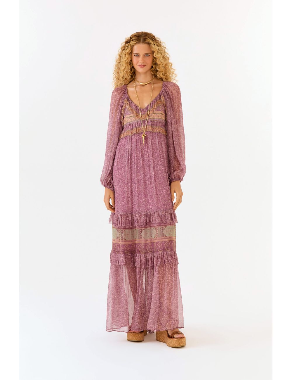 Vestido Longo Ggt Estampa Isla