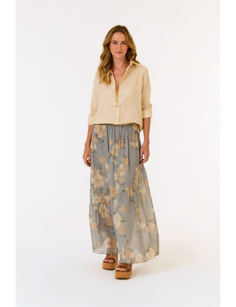 Saia Midi Ggt Estampa Sunset