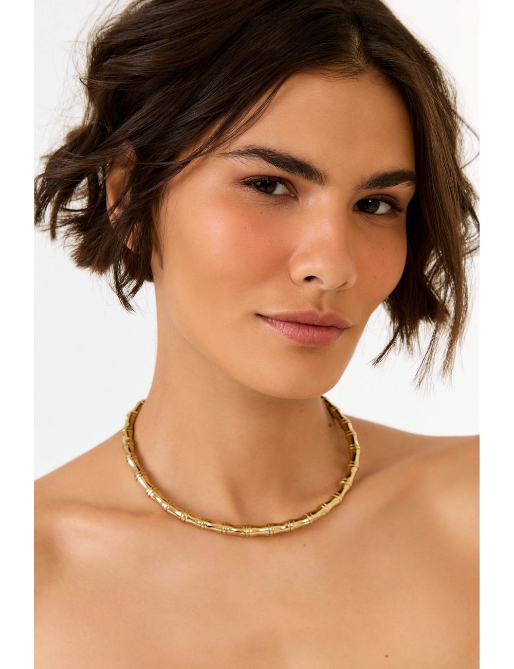 Gargantilha Metal Bambu - Dourado / U