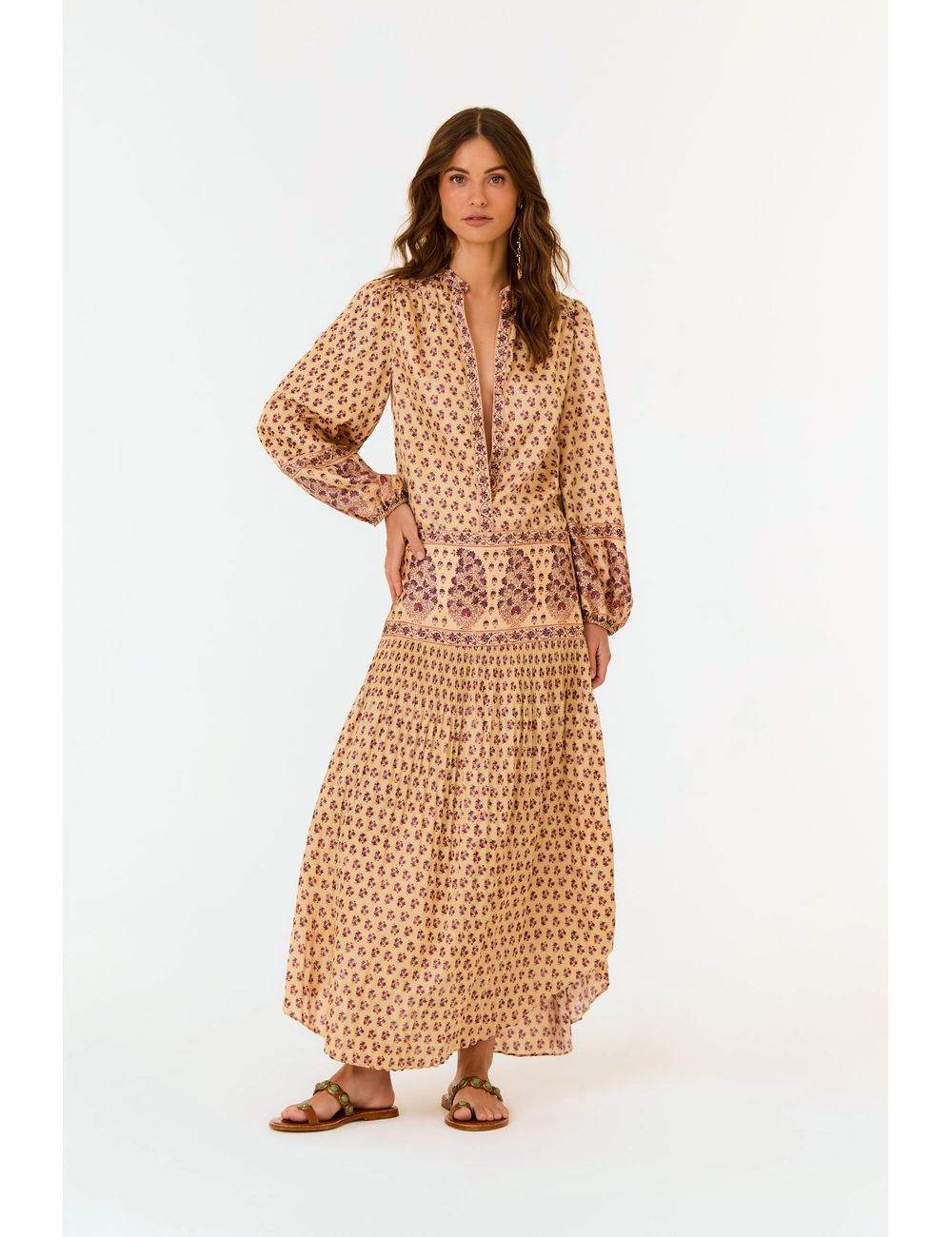 Saia Midi Estampa Papiro