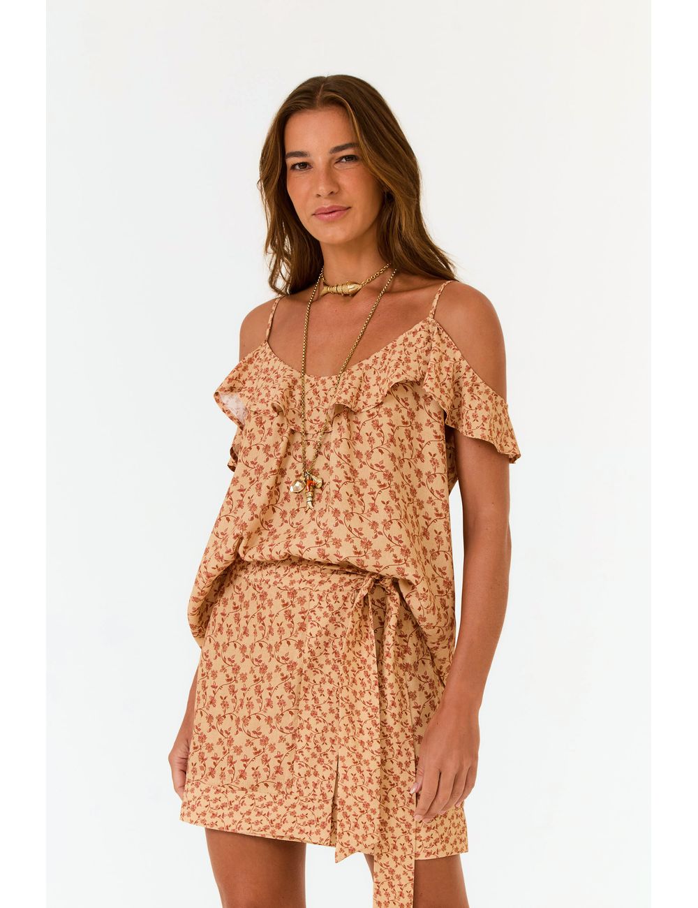 Blusa Alcinha Babado Estampa Mint