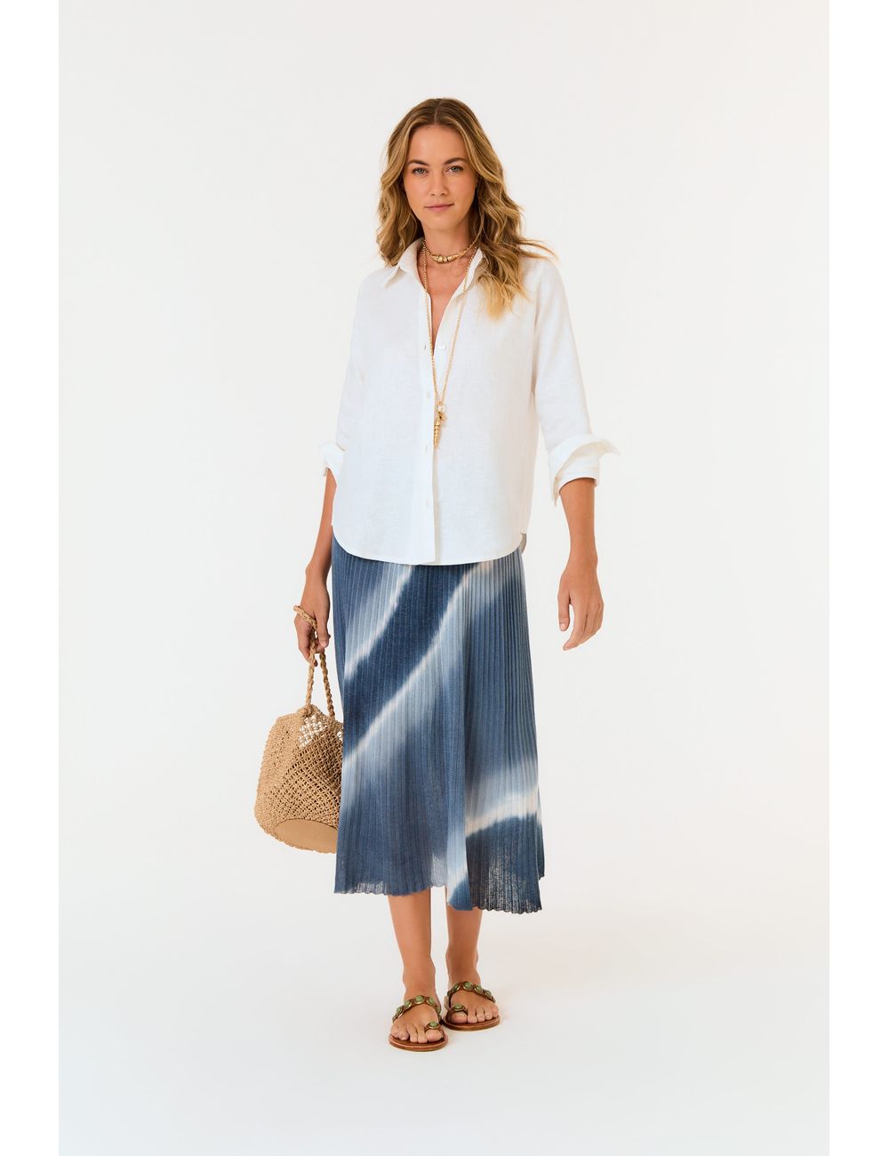 Saia Tricot Plissada Tie Dye