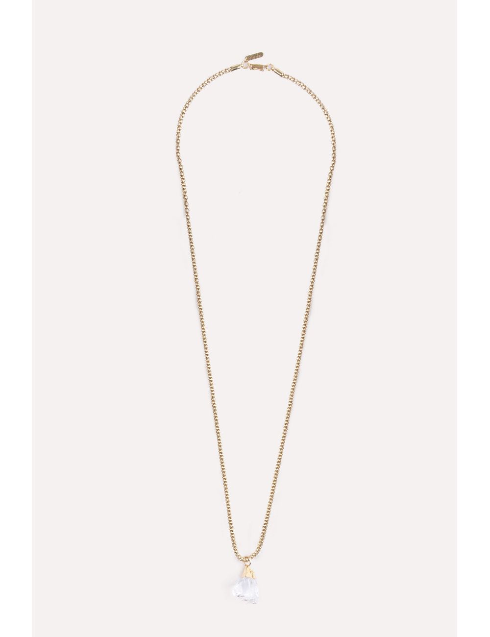 Colar Longo Com Quartzo Cristal - Dourado / U