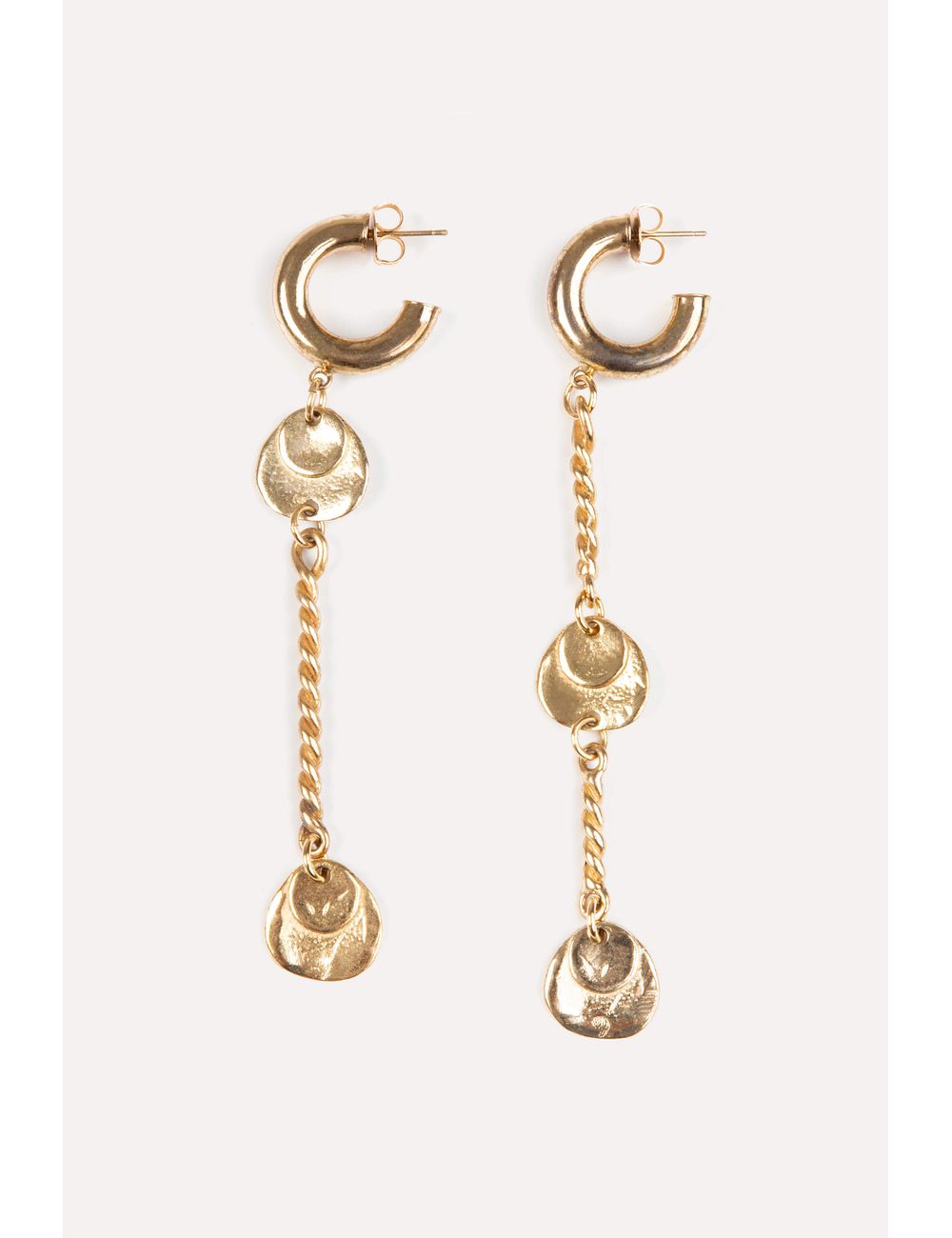 Argola Assimétrica Corrente Medalhas – Dourado / U