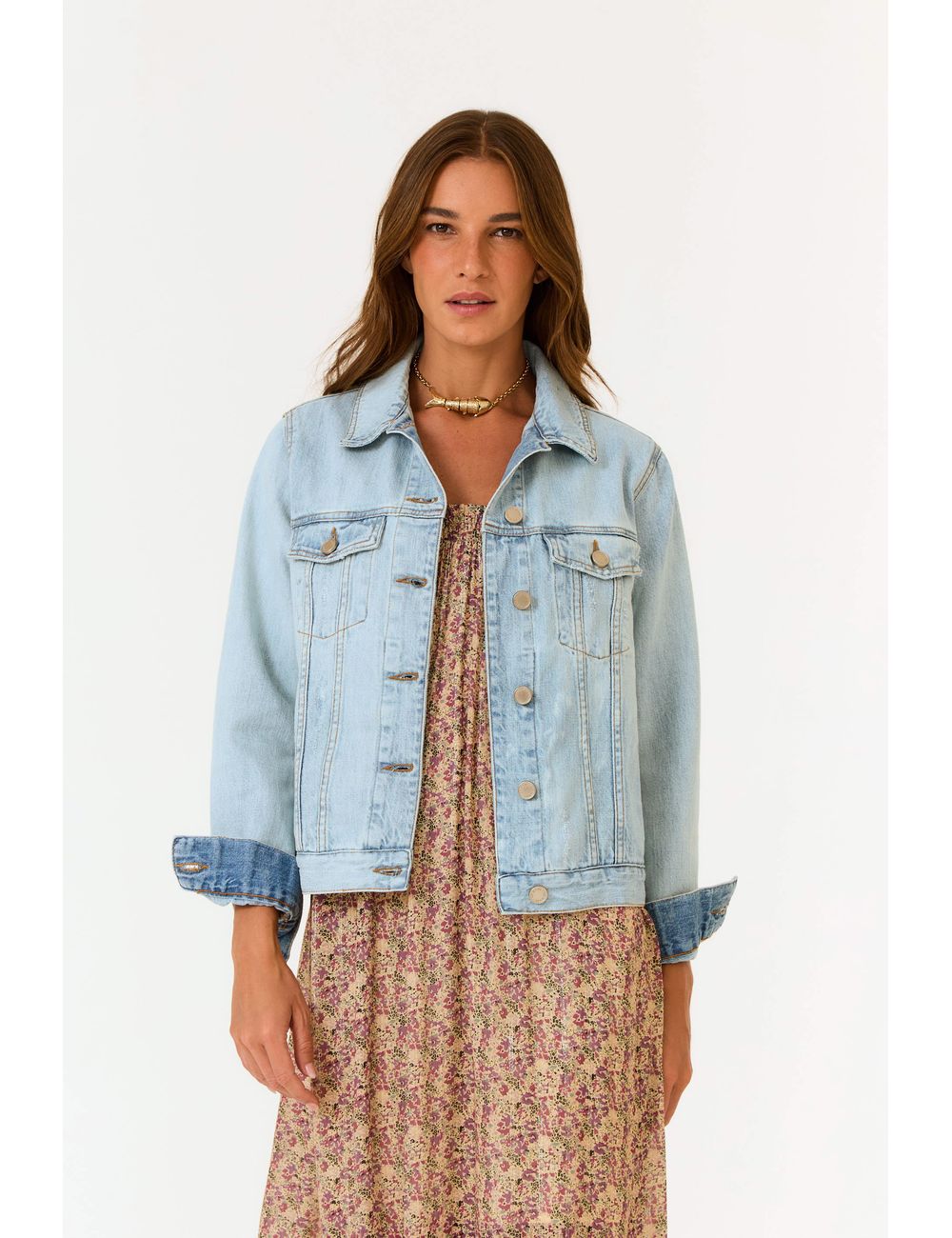 Jaqueta Jeans Com Leve Desgastes