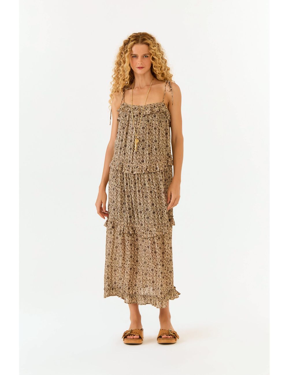 Vestido Midi Estampa Gerânio